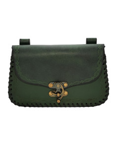 Sac du Sorcier Médiéval, type sac banane, en cuir - Vert