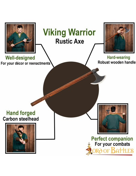 Hache Viking longue avec tête en...