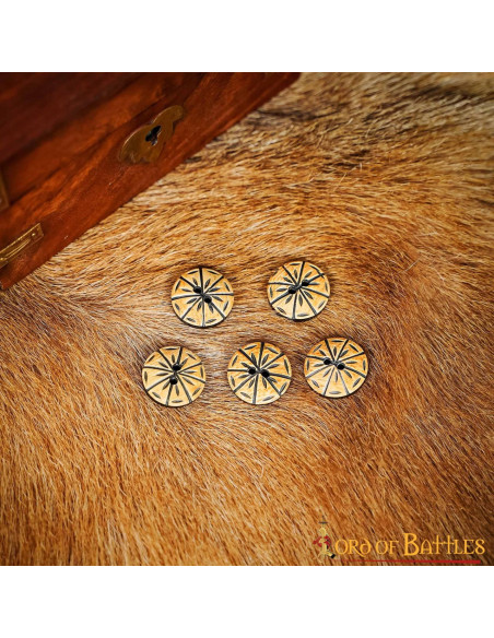 Set 5 boutons en corne médiévale
