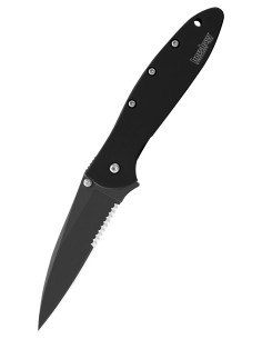Couteau de poche Kershaw Leek, noir avec dentelé