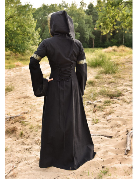 Robe médiévale Leonor en noir avec...