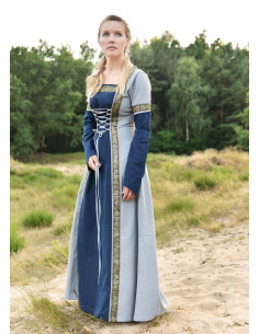 Robe Médiévale Léonor en bleu-gris