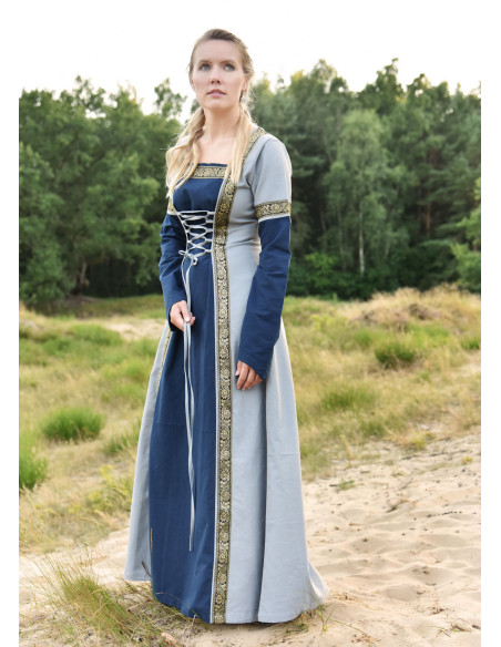 Robe Médiévale Léonor en bleu-gris