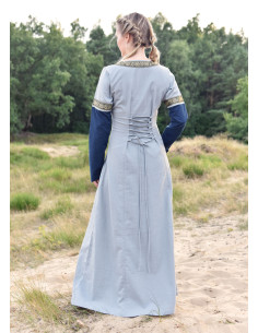 Robe Médiévale Léonor en bleu-gris 2
