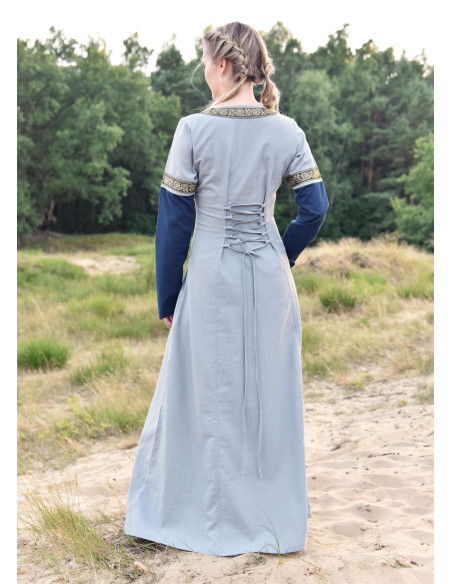 Robe Médiévale Léonor en bleu-gris