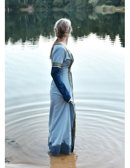 Robe Médiévale Léonor en bleu-gris