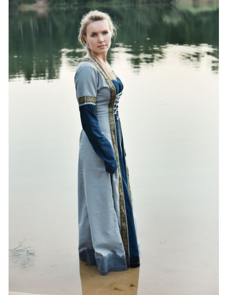 Robe Médiévale Léonor en bleu-gris