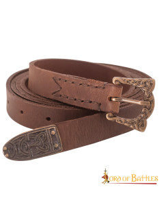 Ceinture étroite marron Viking avec boucle et plaque 2