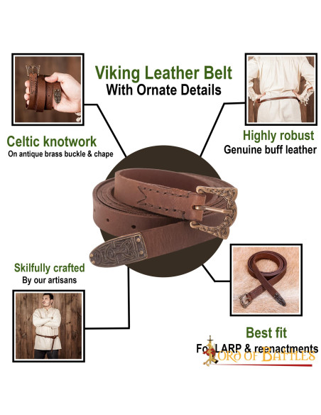 Ceinture étroite marron Viking avec...