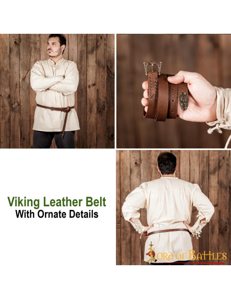 Ceinture étroite marron Viking avec...