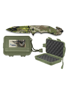 Couteau de sauvetage Albainox camouflage vert avec boîte...