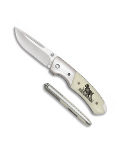 Couteau Deluxe avec chien de chasse, manche ABS décoré