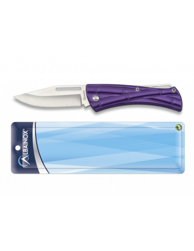 Couteau de poche Albainox avec manches en aluminium violet (16,5 cm.)