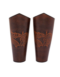 Bracelets Dragon Fantasy en cuir gaufré, marron