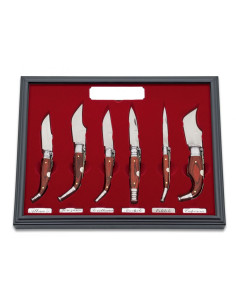 Coffret de collection contenant 6 couteaux à manche rouge...