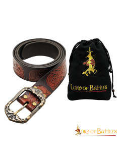 Ceinture en cuir Viking marron avec boucle en laiton vieilli