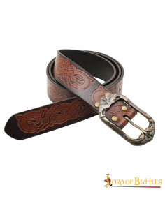 Ceinture en cuir Viking marron avec boucle en laiton vieilli 2