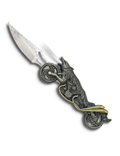Couteau modèle Moto loup avec lampe de poche (21,7 cm.)