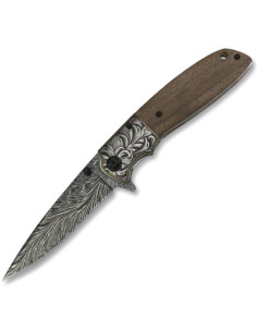 Couteau de poche imprimé fleur imitation damassé (22 cm.)