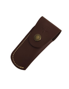 Étui en cuir marron Cudeman pour couteaux de poche (9 cm.)