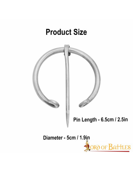 Fibule Viking nickelée pour vêtement