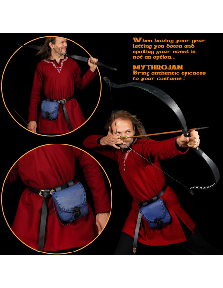 Sac médiéval en cuir bleu avec...