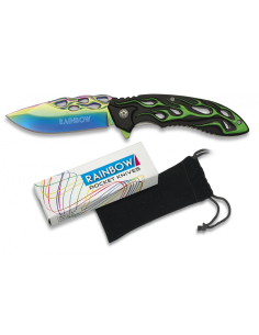Couteau de poche Rainbow avec étui en velours (20,1 cm.)