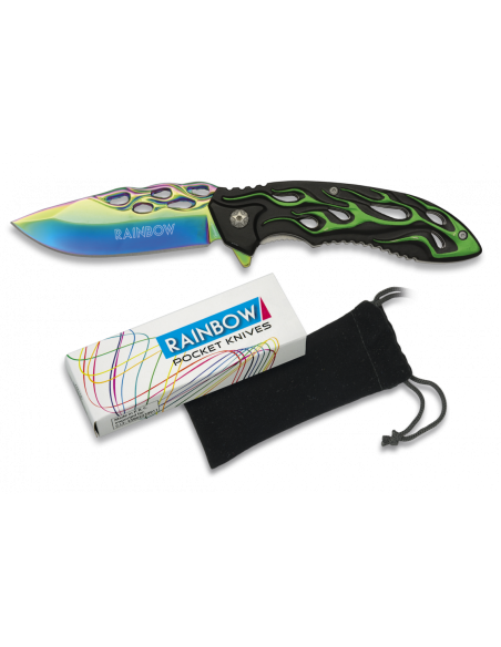 Couteau de poche Rainbow avec étui en...