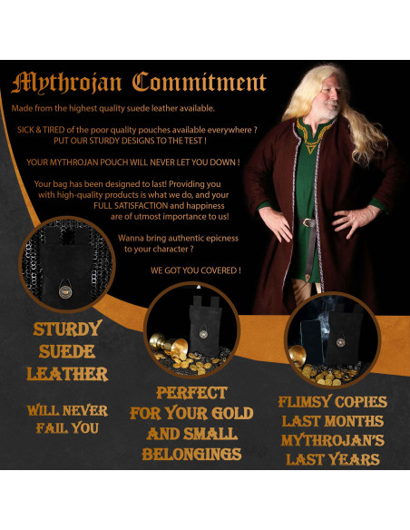 Sac médiéval noir, type sac banane,...