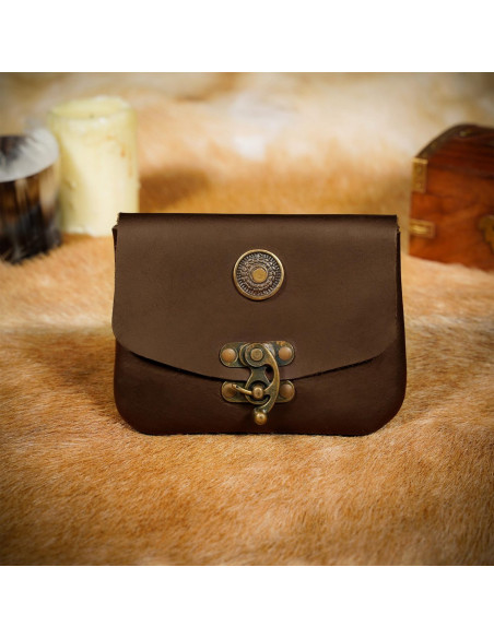 Sac en cuir médiéval marron avec...