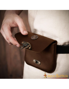 Sac en cuir médiéval marron avec fermeture en laiton 2