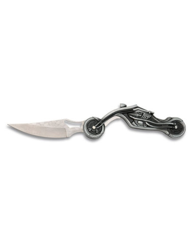 Couteau de marque Albainox avec manche moto, lame de 9 cm.