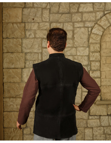 Gilet Renaissance Laertes en daim noir