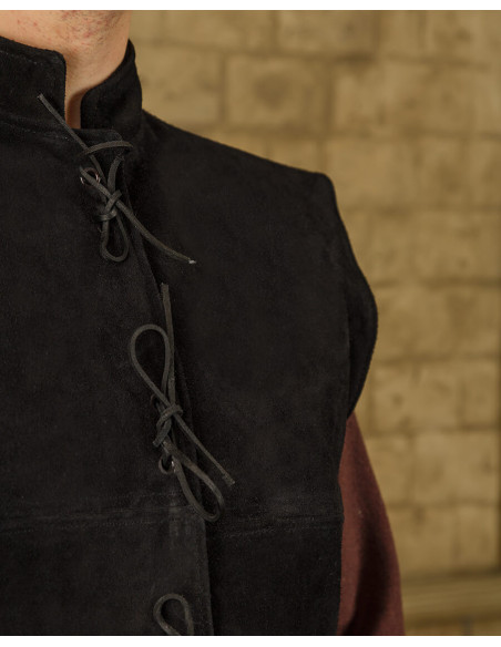 Gilet Renaissance Laertes en daim noir