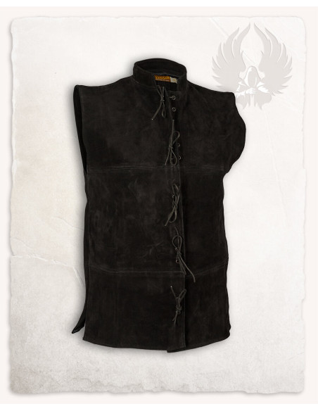 Gilet Renaissance Laertes en daim noir