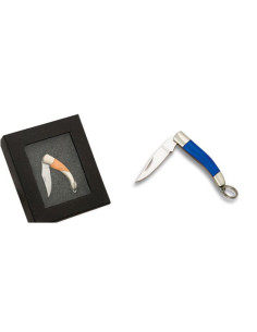 Canif miniature avec breloques manche bleu (lame 2,7 cm.)
