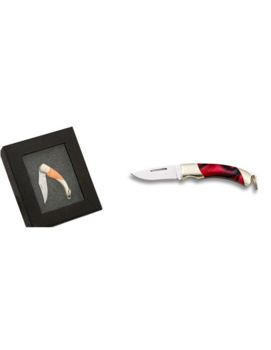 Breloques canif miniature, nacre rouge (lame 2,50 cm.)