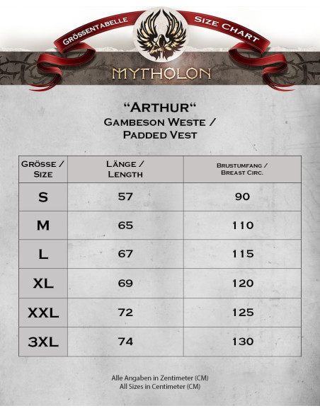 Gambeson médiéval Arthur rouge sur toile