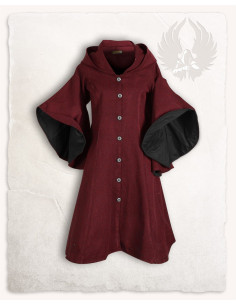 Manteau Lilian bourgeois médiéval de couleur bordeaux-noir 2