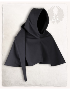 Gugel médiéval en coton noir modèle Benson