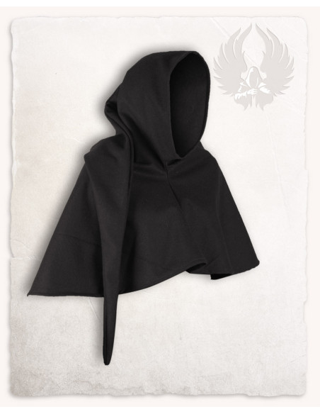 Gugel médiéval en laine noire modèle...