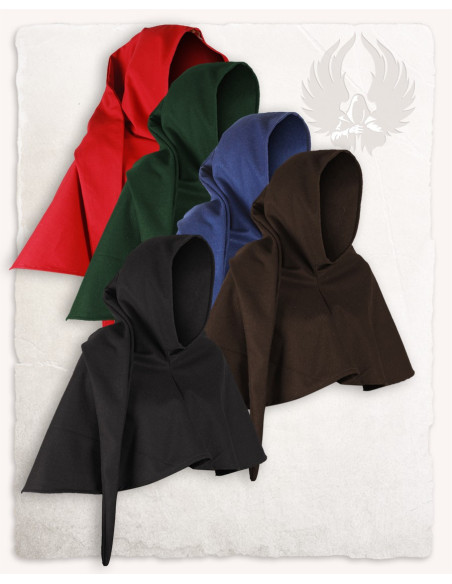 Gugel médiéval en laine noire modèle...