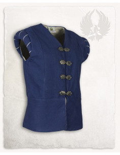 Gilet doublet médiéval Geoffrey en toile bleue