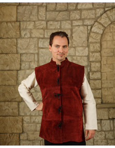 Gilet Laertes Renaissance en daim bordeaux