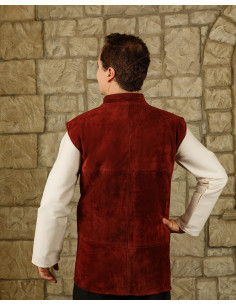 Gilet Laertes Renaissance en daim bordeaux 2