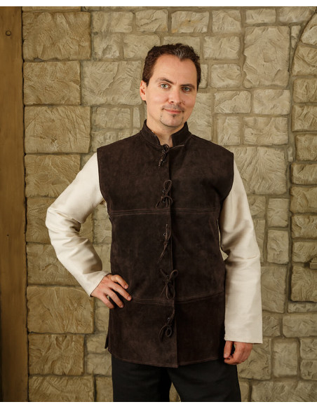 Gilet Renaissance Laertes en daim marron