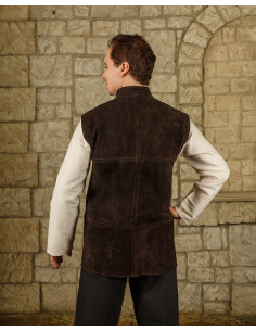 Gilet Renaissance Laertes en daim marron 2