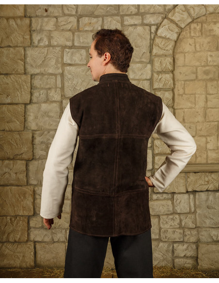 Gilet Renaissance Laertes en daim marron