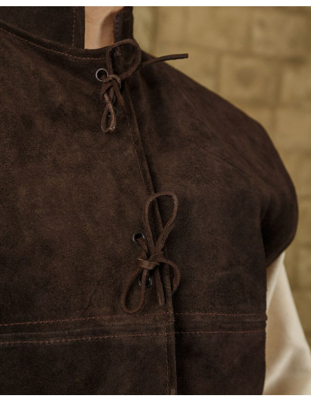 Gilet Renaissance Laertes en daim marron
