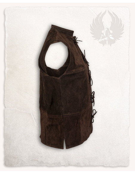 Gilet Renaissance Laertes en daim marron